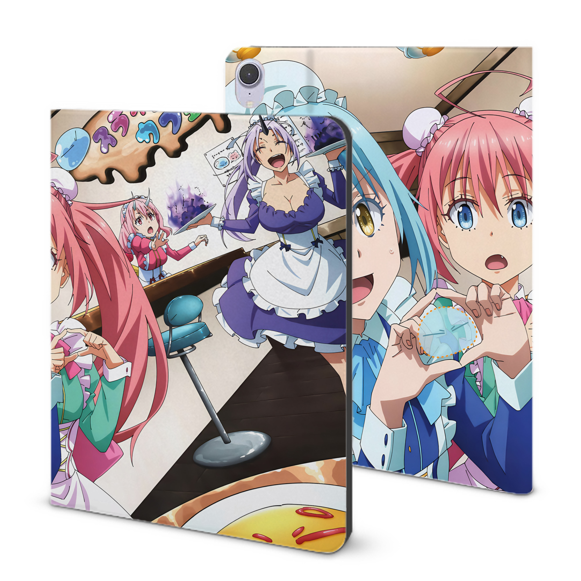 （画像用） 転スラ Regarding Reincarnated to Slime IPad ケース ブック型 PUレザー TPU 耐衝撃 軽量 薄型 ペン収納なし 全面保護 IPad 各モデル対応